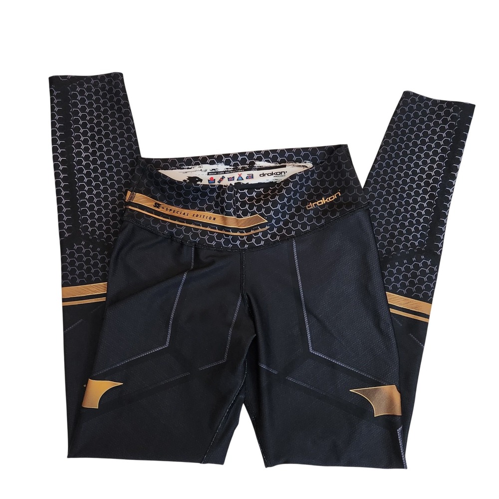 Drakon Special Edition Batman Leggings Black Gold Superhero One Size‎ Womens